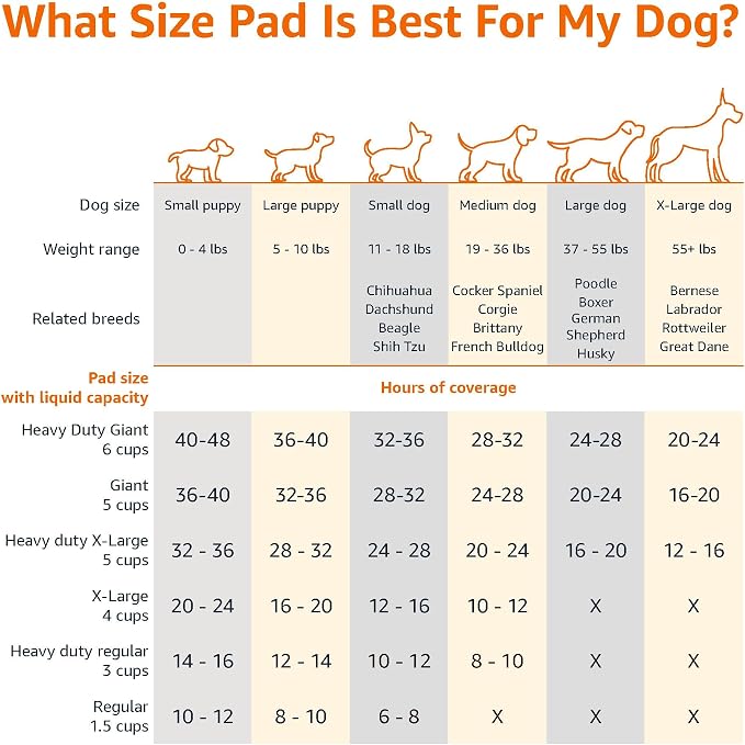 Amazon Basics Leak-Proof Dog and Puppy Potty Training Pee Pads with Quick-Dry 5-Layer Design, Housebreaking, Standard Absorbency, X-Large, 28 x 34 Inch, Blue & White, 60-Pack