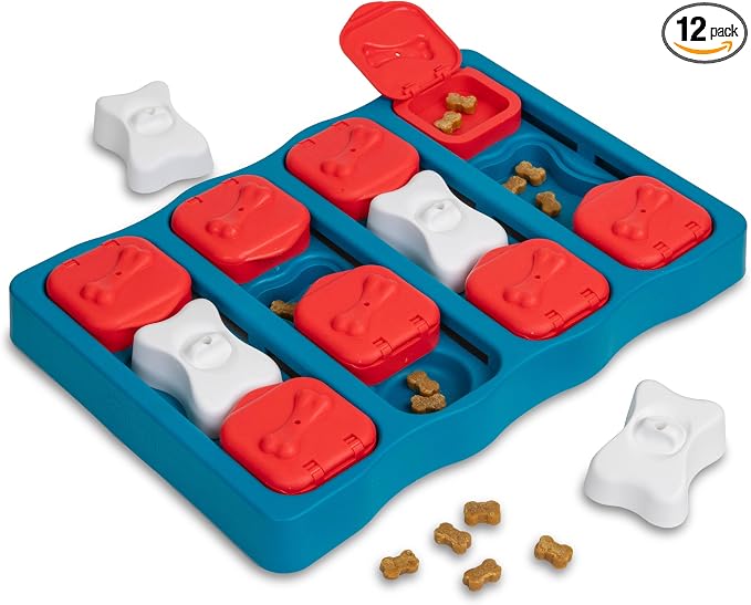Outward Hound by Nina Ottosson Dog Brick – Interactive Treat Puzzle Enrichment Toy, Level 2 Intermediate, 1 Count (Pack of 12)