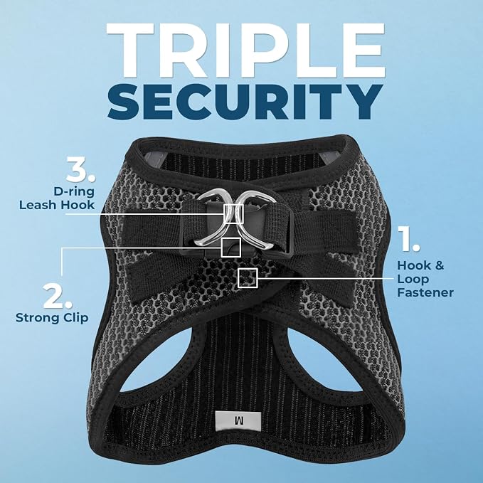 Best Pet Supplies Voyager Step-in Air All Weather Mesh Harness and Reflective Dog 5ft Leash Combo with Neoprene Handle, for Small, Medium and Large Breed Puppies - Gray 2-Tone, Medium