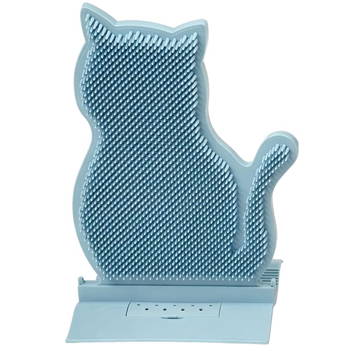Cat Self Groomer - Corner Massage Brush, Loose Hair Remover, ABS | Bristle Scratching Rubbing Pad, Calming Grooming Instinct, Indoor Apartment Farmhouse Bedroom Balcony