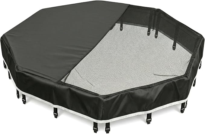 PJYuCien Octagonal Playpen Top Cover for 24" Side Metal Pet Pen, Half Mesh Half Oxford with Silver Coating & Snap Hooks, Predator & Weather Protection, Cozy Den for Puppy Small Animals, Black