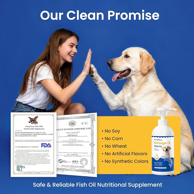 Omega 3 Fish Oil for Dogs & Cats, 300mg EPA+DHA, 16.9 oz