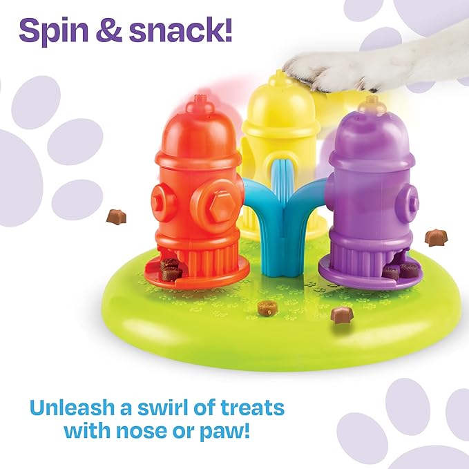 Brightkins Spinning Hydrants Treat Puzzle - Interactive Dog Toys, Treat Puzzles for Dogs Medium