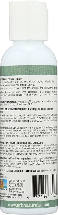 Ark Naturals Ears All Right Ear Cleansing Lotion, 4 oz