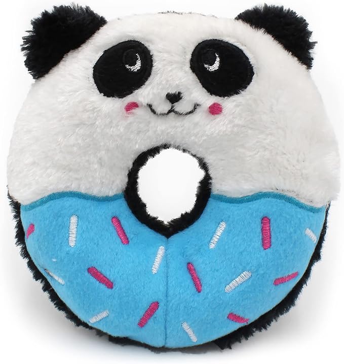 ZippyPaws Donutz Buddies Interactive Pet Toys, No Stuffing Dog Toys - Panda | Durable Squeaky Dog Toys, Chew Toy For Big and Small Dogs, Contains 2 Crescent Squeakers, Ideal for Aggressive Chewers