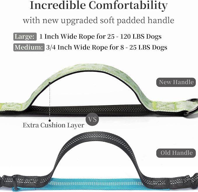 iYoShop Hands Free Dog Leash with Zipper Pouch, Green Heart, Large | Waist Leash, Dual Padded Handles, Shock-Absorbing Bungee, Adjustable Waist Belt, Walking and Running