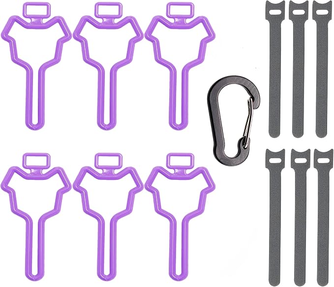 Dog Poop Bag Holder and Carrier, Waste Bag Hand Free Holder (6 Pack, Purple)