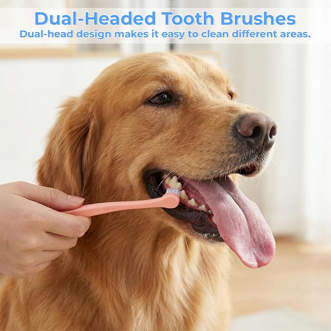 8Pcs Dog Toothbrush Set Small Cat Toothbrush Dual Headed Pet Tooth Brushes Mini Head Soft Dog Cat Tooth Brush for Small to Large Dogs Cats and Most Pets Teeth Brush Easy to Use