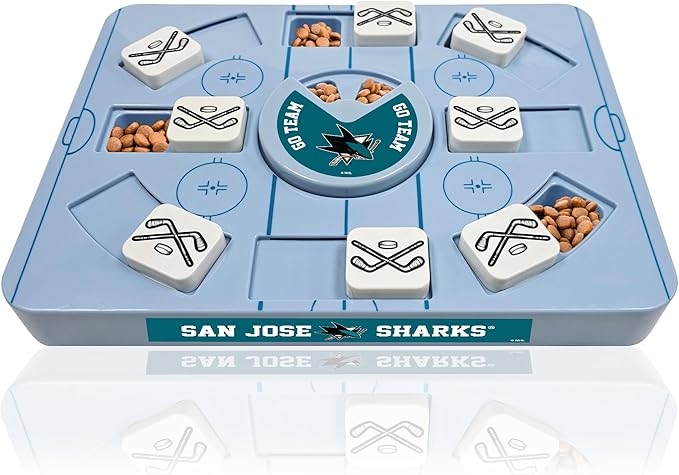 Pets First NHL SAN Jose Sharks Large Puzzle Toy, New Size, Interactive Dog Treat & Slow Feeding Toy