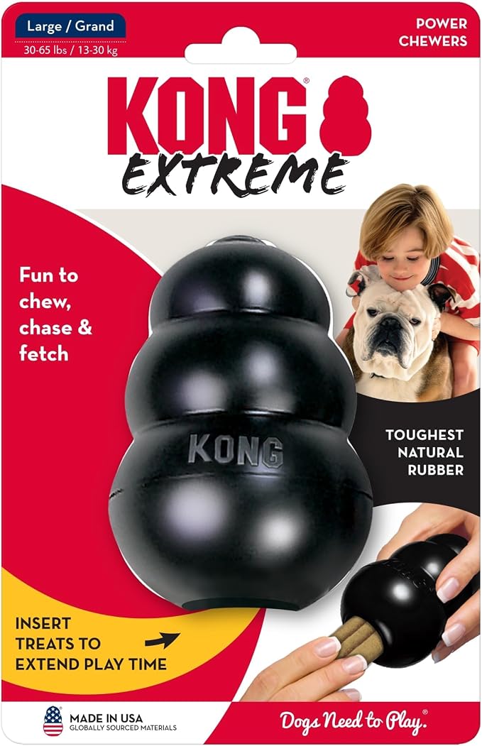 KONG Extreme Dog Toy, Natural Rubber Chew, for Large Dogs (Pack of 2) | Treat-Filling Chew & Fetch Toy with Erratic Bounce, Made from KONG's Most Durable Natural Rubber for Power Chewers