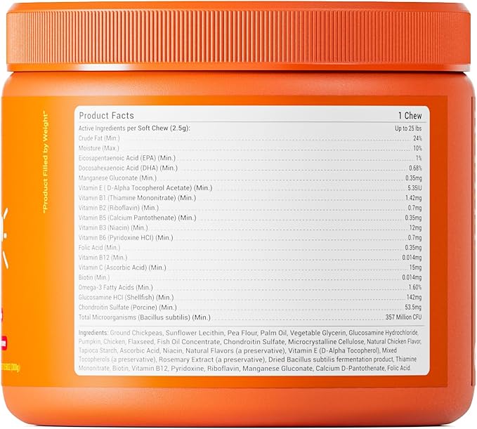 Probiotics for Dog Vitamins, Supplements Chondroitin for Skin Coat Chicken | Multivitamin Treats for Dogs, Joint Support Glucosamine + Digestive Enzymes & Probiotics, Grain Free - 120ct