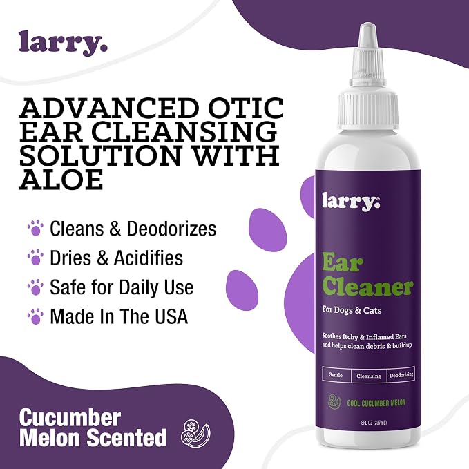 Larry Dog Ear Cleaner Solution, Cucumber Melon, 8 fl oz