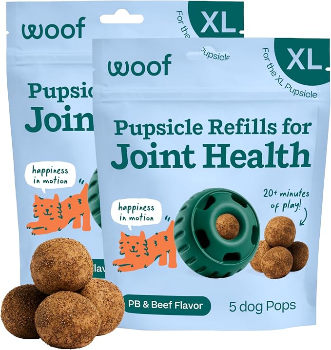 WOOF Hip & Joint Pupsicle Refill Pops - Dog Joint Supplement for The Pupsicle Toy to Support Joint Health, Recovery, and Mobility - Extra Large Pops - 2 Pack