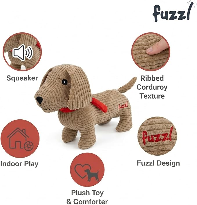 Fuzzl Sizzles the Dachshund Puppy Pack Dog Toys, Small, Pack of 2 | Plush Cord, Plush Latex Sausage Dogs, Soft Chew and Squeaky, For Puppies and Small Dogs