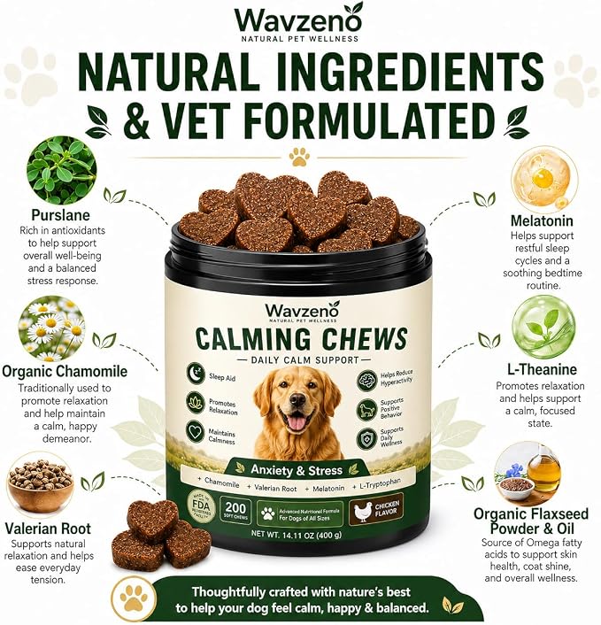Dog Calming Chews for Dogs 200 Ct, Melatonin, 200-Pack, 200 Ct