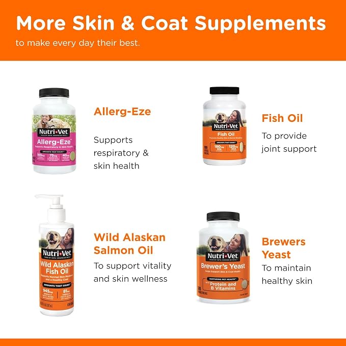 Nutri-Vet Skin & Coat Biscuits, Dog Fish Oil, Dog Skin Coat, 16oz (2 Pack)