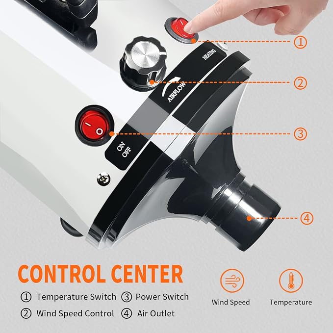 Dog Dryer,High Velocity Professional Dog Grooming Dryer | Adjustable Temperature and Speed with 4 Different Nozzles