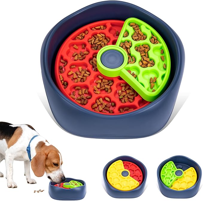 Star&Mi Slow Feeder Dog Bowls, 3-Layer Interactive Dog Puzzle Feeder, Dog Slow Feeder Bowl & Lick Bowl for Dogs, Non-Slip Dog Bowl Slow Feeder for Medium & Large Breeds, Holds 6–8 Cups