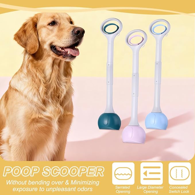Poop Scooper, 27.6" Long Handle No Touch Dog Poop Scooper Grabber Foldable Spring Pick Up Tool Shovel, (Green), Intended for Dogs Waste in Lawns/Grass/Dirt/Gravel