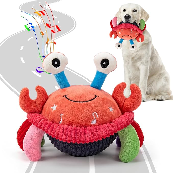 BABORUI Interactive Dog Toys Crab, Jumping Squeaky Dog Toys with Recording and Music Modes, Rechargeable Moving Dog Chew Toys for Small/Medium/Large Dogs to Keep Them Busy(Crab)