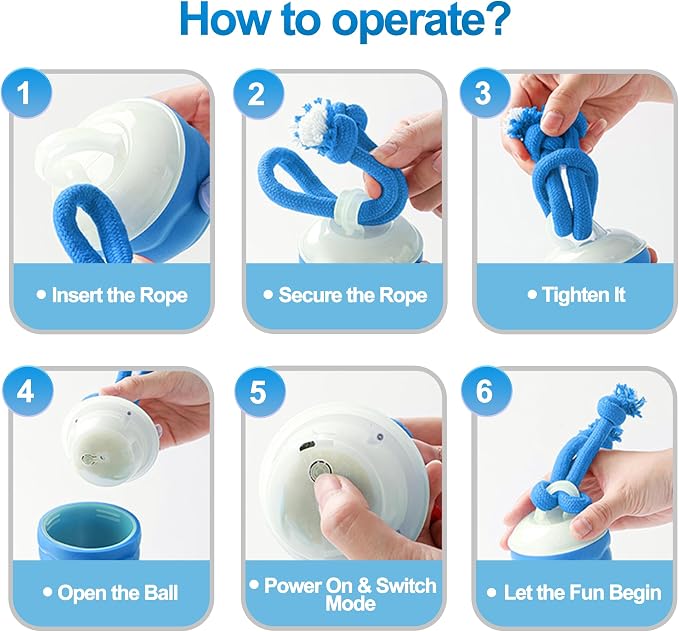 Interactive Dog Ball, Blue USB-C Rechargeable Rolling Toy | Touch activation starts rolling and chirping play modes for supervised indoor sessions