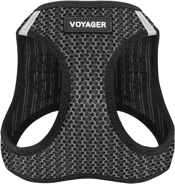 Best Pet Supplies Voyager Step-in Air Harness - All Weather Mesh, Reflective, No Pull Harness for Dogs, Cats - Secure with Hook & Loop Fastener, Buckle, Double D-Rings - Gray 2-Tone, L