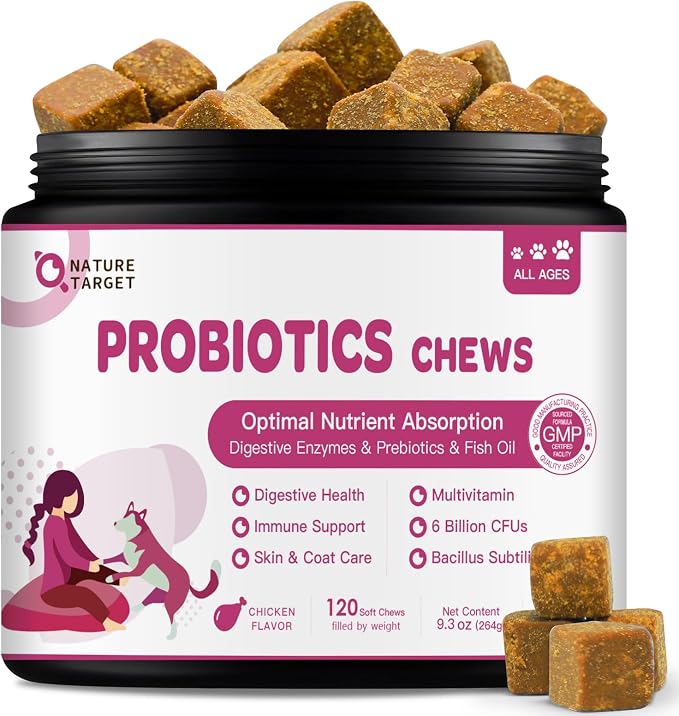 NATURE TARGET Glucosamine Joint Supplement Bundle with Probiotics for Dogs