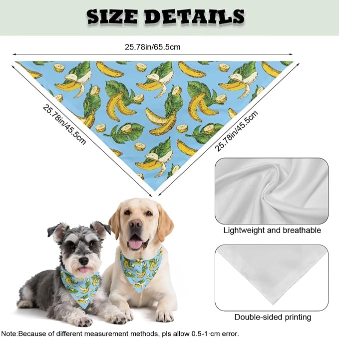 Forchrinse Banana Dog Bandanas Triangle Dog Bib Scarf, One Size, Polyester, Banana