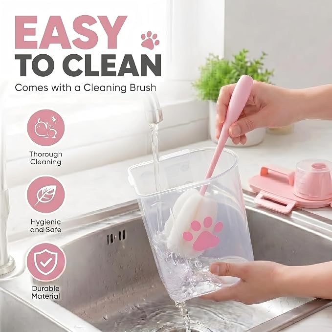 Dog Storage Container with Cleaning Brush and Measuring Cup
