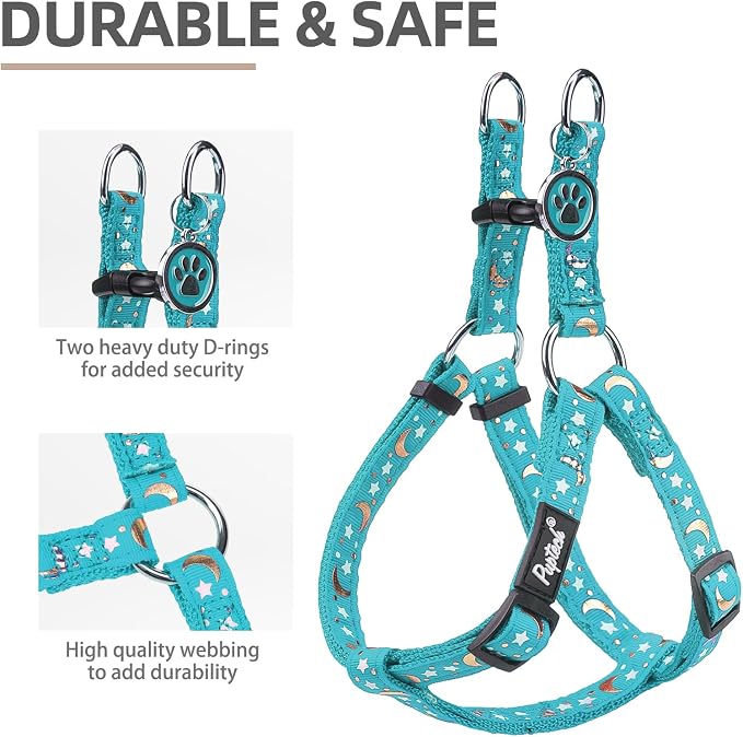 PUPTECK No Pull Dog Harness Small Sized Step-in Adjustable Puppy Vest | Soft Webbing Basic Halter with ID Tag for Outdoor Walking