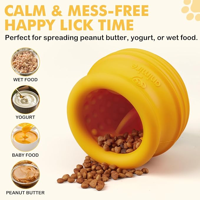 Treat Dispensing Dog Toy, Long-Lasting Interactive Puzzle Toys for Dogs, Stuffable Dog Enrichment Frozen Lick Treat Toy for Boredom, BPA Free Silicone Fetch Catch Chew Toy (Orange,S)