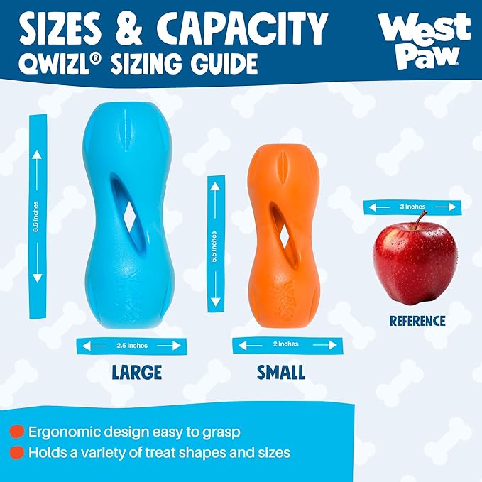 WEST PAW Qwizl Durable Zogoflex Dog Puzzle Toy for Mental Stimulation, and Enrichment - Treat Dispensing for Bully Sticks and Dental Sticks - Dishwasher Safe - Made in USA - Small - Granny Smith