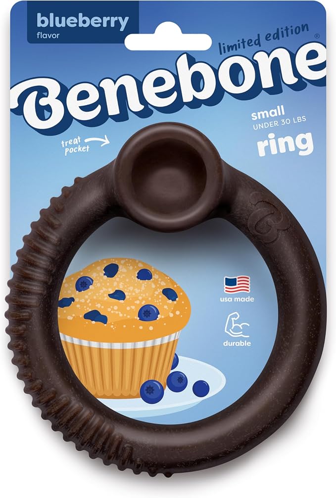 Benebone Ring Dog Chew Toy for Aggressive Chewers, Blueberry, Small | Durable, Super Chewer, Dog Bones, Long-Lasting, A Size for Every Dog, Keeps Them Busy