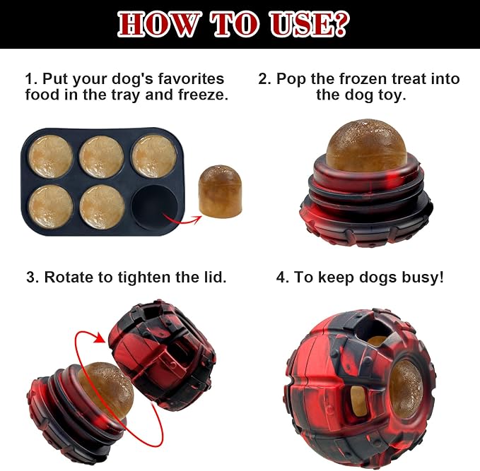 Yipetor Interactive Dog Chew Toy, Large Enrichment Frozen Treat Lick Ball | Durable Rubber, 3in1 Functional, Treat Fillable, IQ Puzzle, Separation Anxiety, Licking Clam, Dishwasher Safe, Slow Feeder