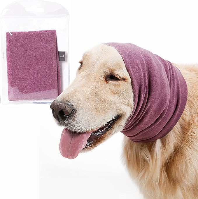 Dog Ear Cover for Anxiety Relief, Dog Calming Hood for Grooming and Bath Drying, Pet Cats and Dogs Ear Protector (Large)
