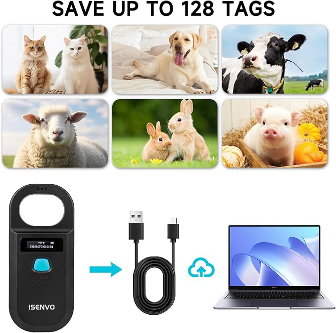 Pet Microchip Scanner, 15 Digit Pet Chip Scanner, Rechargeable(190A) | Support EMID FDX-B (ISO11784/11785) 134.2kHz/125kHz, Portable, Fast Scan, RFID Microchip Scanner for Animal/Pet/Pig/Dog/Cat