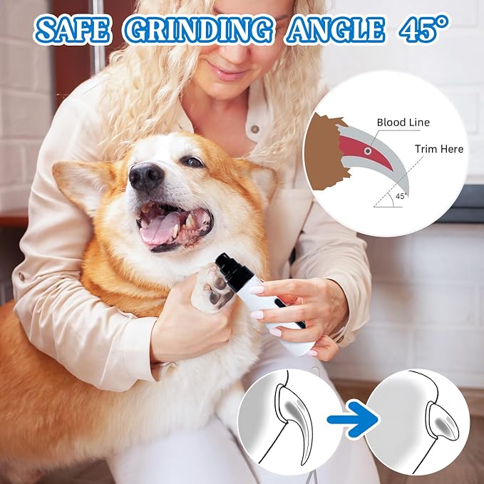 Quiet Dog Nail Grinder, 2-Speed, with 2 Grinding Heads
