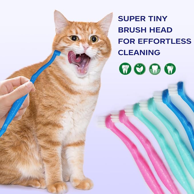 Dual Sided Cat Toothbrush Dog Toothbrush Finger Brush Micro Head, Suitable for Small to Large Dogs & Cats (White, Small)