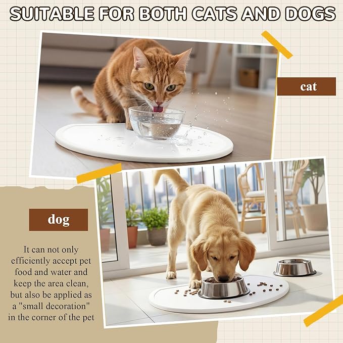 Stone Mat for Dog and Cat Water Bowls 12.6 x 11 Inch Absorbent Feeding Mat Christmas Pet Gift Quick Drying Tray for Pet Water Fountains Diatomaceous Earth Accessories for Messy Drinkers