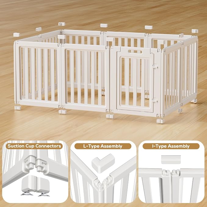 Dog Playpen, Clear Dog Pen, Dog Pen Indoor, Easy to Install and Remove Dog Play Pen, Puppy Playpen Suitable for Dogs, Cats,Dog Playpen Indoor (White, 30.3 inch Height, 10 Panels)