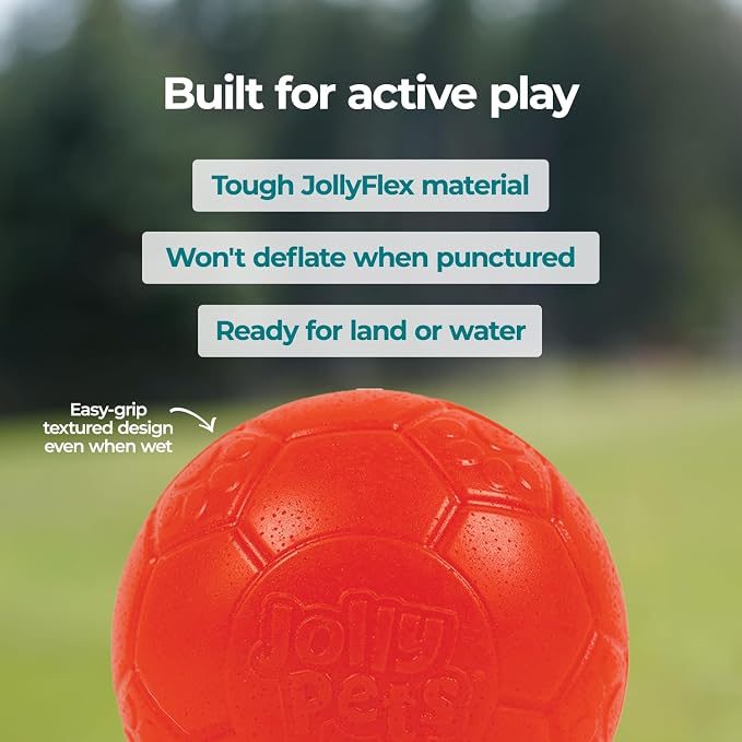 Jolly Pets Large Soccer Ball, Floating-Bouncing, 8in, Orange