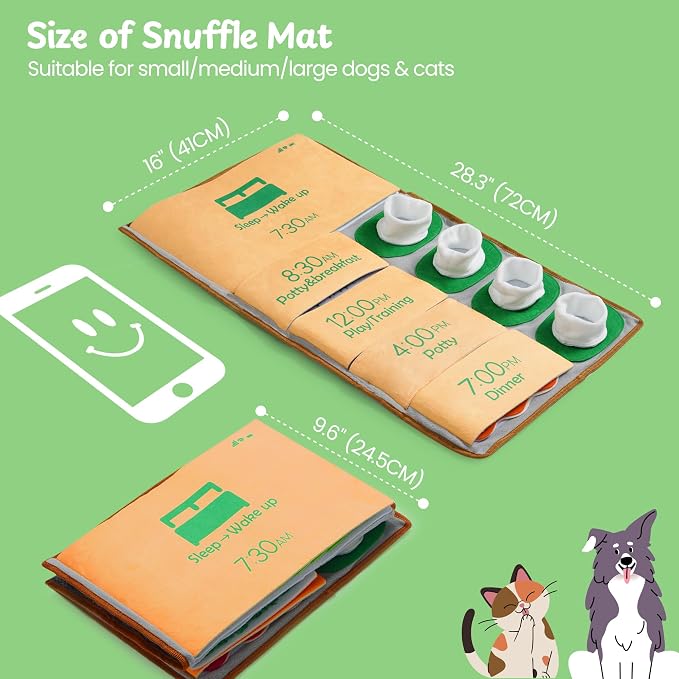 Nocciola Snuffle Mat for Dogs, 28" x 16" Enrichment Puzzle Toy - Phone Alarm Clock Design, Slow Feeder & Mental Stimulation, Perfect for Small, Medium, & Large Dogs, Hide and Seek Dog Toy