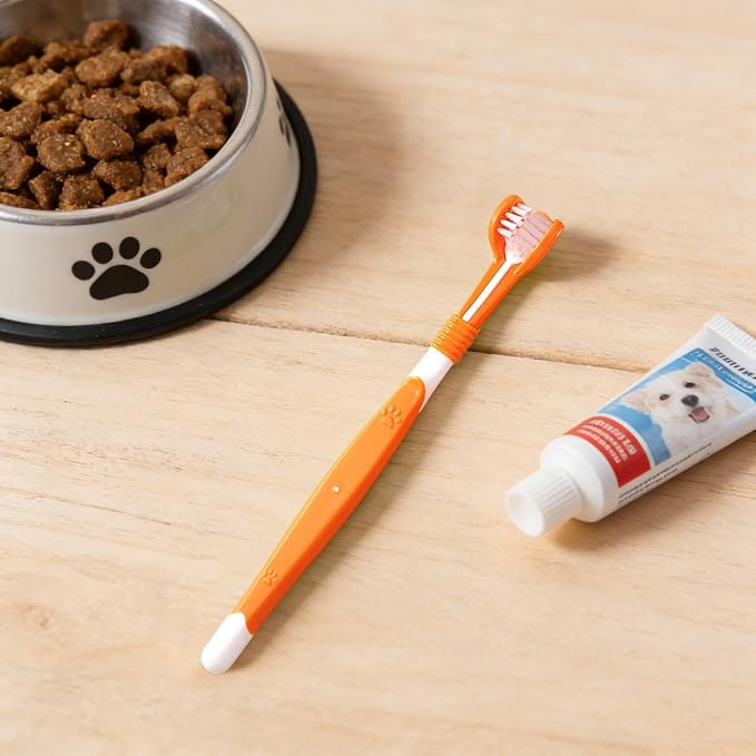 3 Sided Pet Toothbrush for Dogs&Cats, Dog Tooth Brush with Soft Bristles, Easy Teeth Cleaning & Dental Care, Removes Tartar & Bad Breath, Oral Care for Medium & Large Pets (6 Colors)