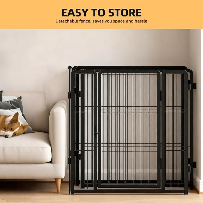 Rustproof Dog Playpen, 24in 4 Panels, Black