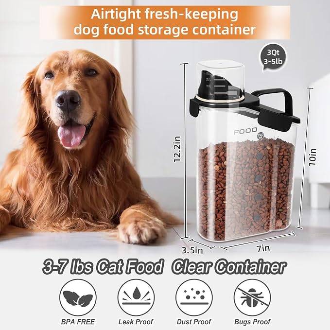 LEAWALK Dog Food Storage Container, Large, Black