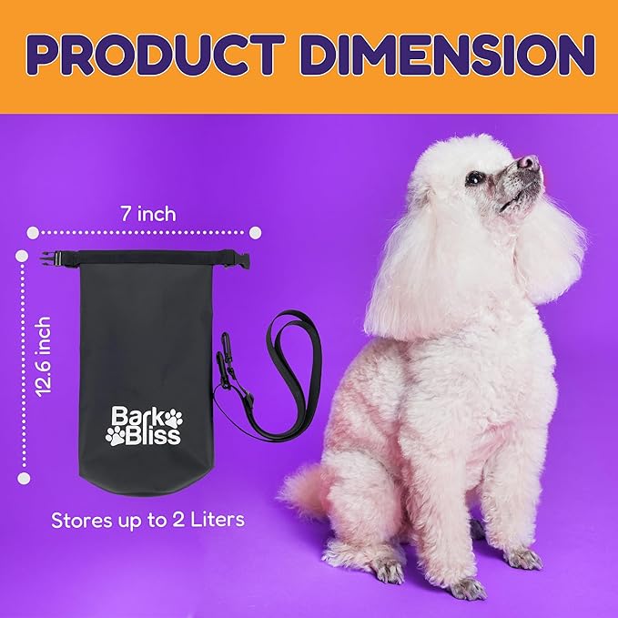 Reusable Odor Proof Dog Poop Bag Holder for Walks, Leashes, Water Resistant Wag Bags for Backpacking, Dog Hiking Bag, Black, 2L