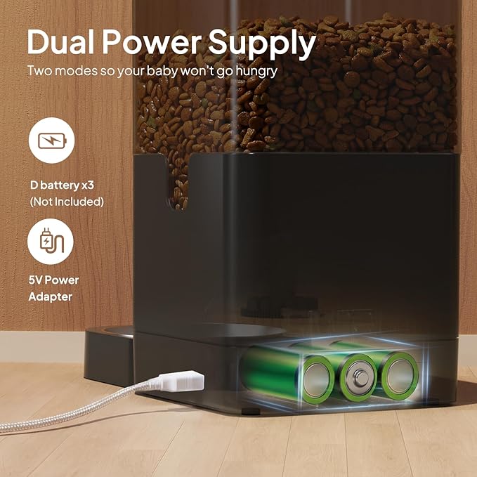VOLUAS Cat Dry Food Dispenser with Timer, Automatic Cat Feeders with Desiccant Bag, Programmable Portion Size Control 4 Meals Per Day, 10s Voice Recorder