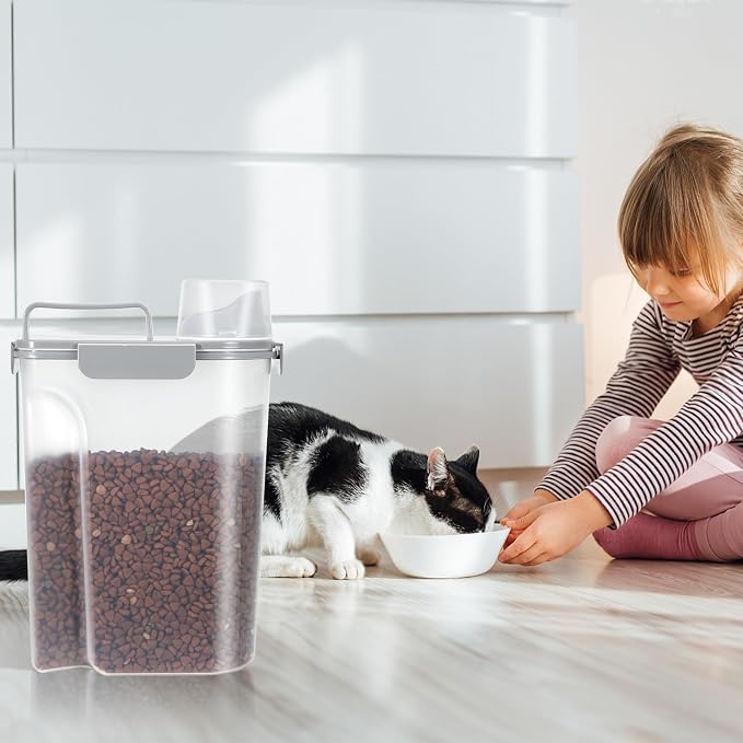 LEAWALK Cat Dog Food Storage Container Upgraded Large Nozzle, 2-Pack, Large, Gray