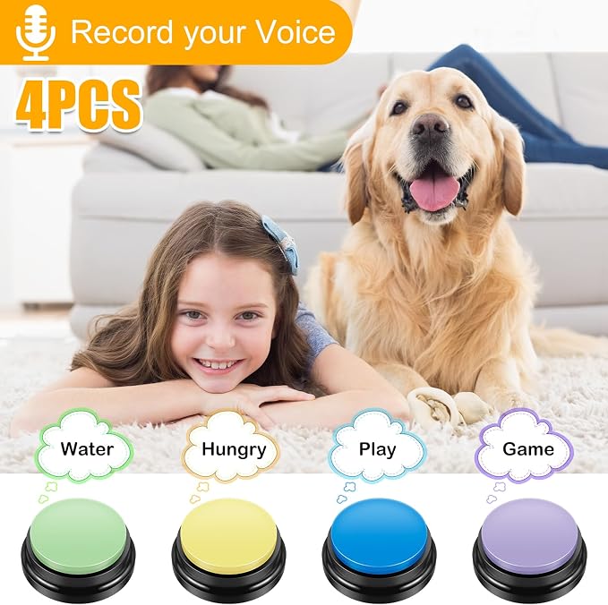 Dog Buttons for Communication, 4 Pcs, Yellow