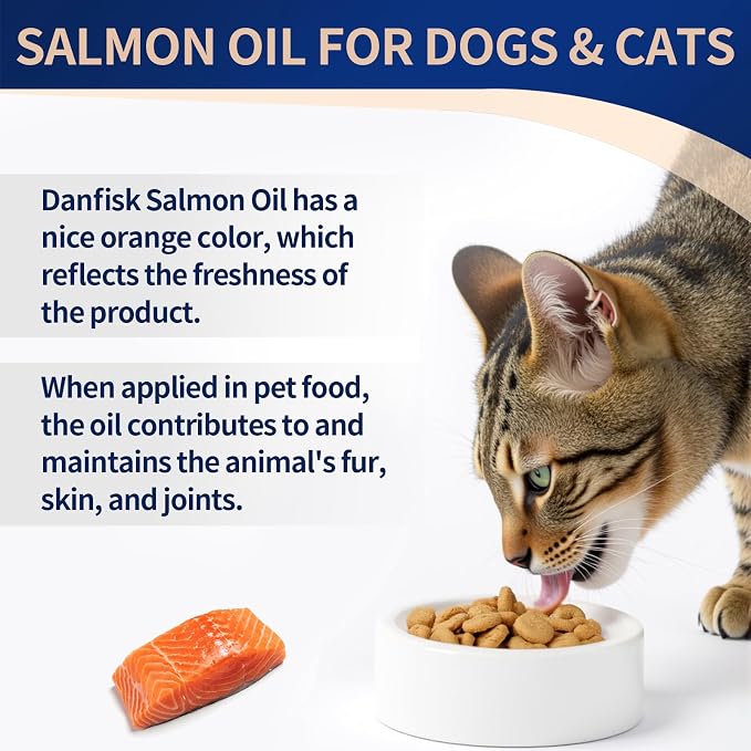 DANFISK Salmon Oil Formula with Omega 3, Fish Oil for Dogs Supplement, Skin & Coat Dog Oil, Itchy Relief, Immune Support for Joints & Heart, Food Topper, 16 oz.